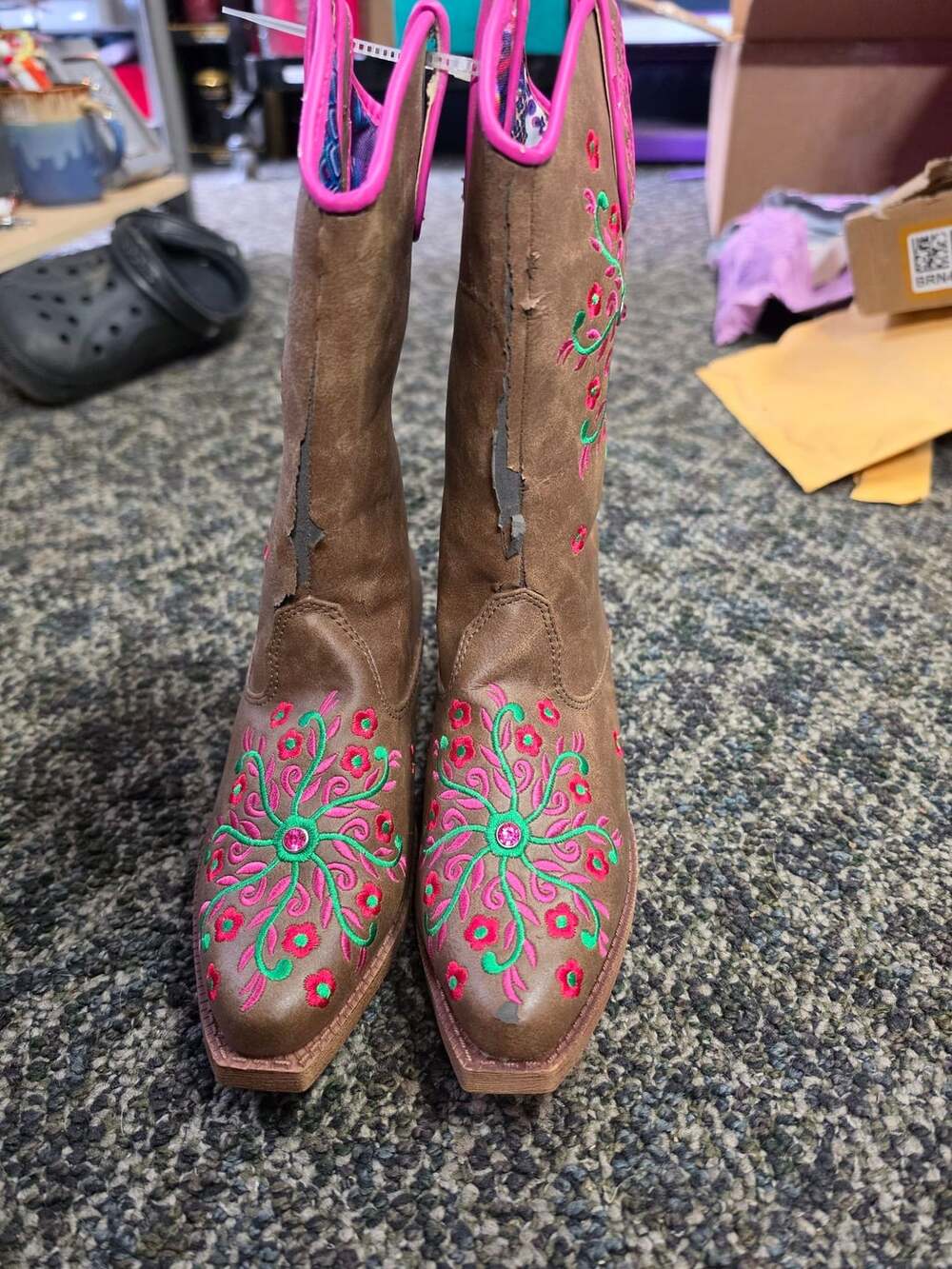 Blazin Roxx Western Boots Brown Floral Embroidered